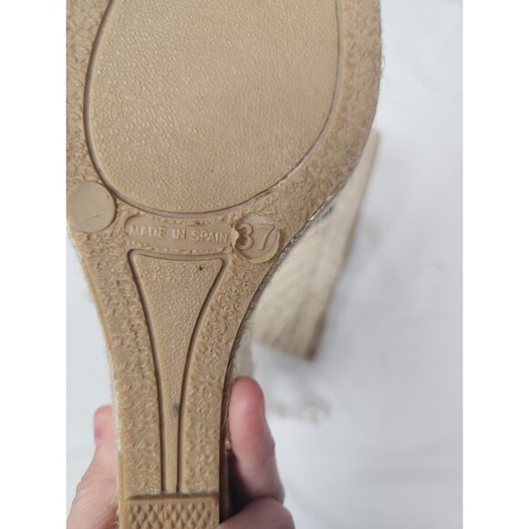 Mint and Rose Women's Sz. 37/6 Lolita Espadrille Wedge Navy Leather/Canvas - Picture 8 of 8